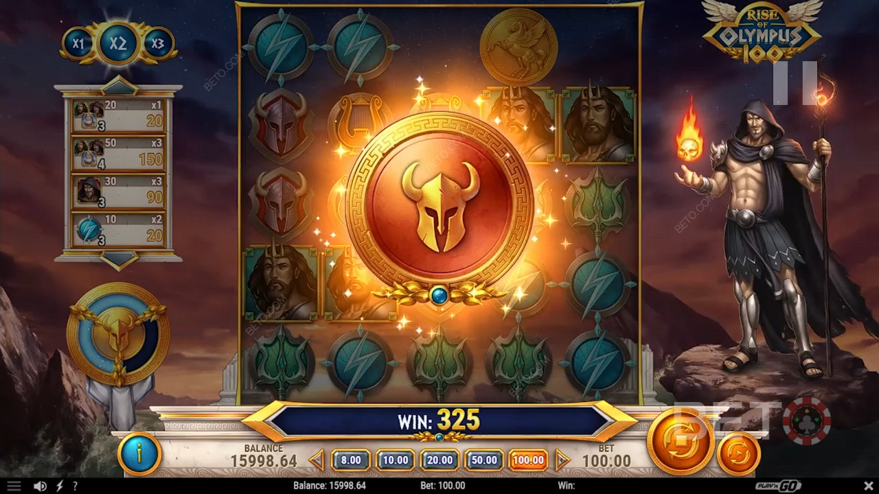 Bónusz funkciók magyarázata a Rise of Olympus 100-ban a következő által Play