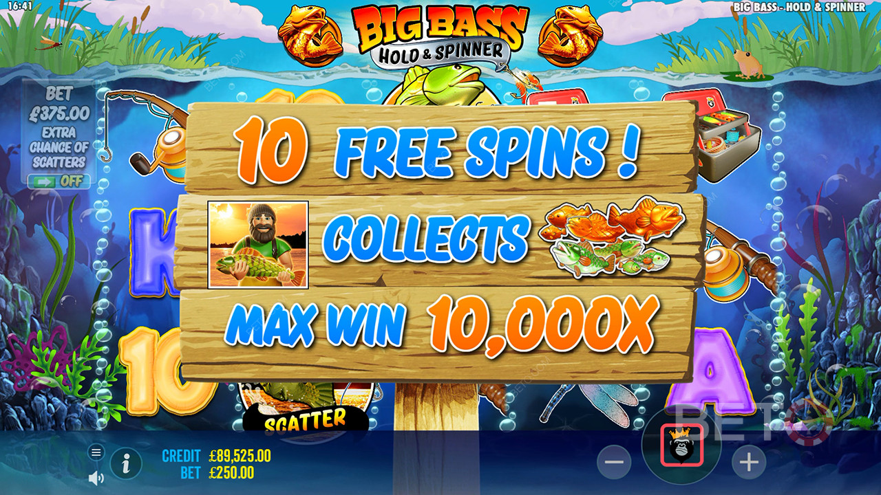 Nyerje meg tétjének 10,000-szeresét a Big Bass Bonanza Hold and Spinner videó nyerőgépen!
