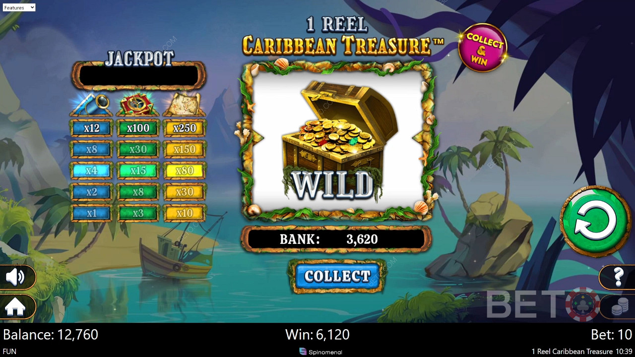 1 Reel Caribbean Treasure Ingyenes Játék