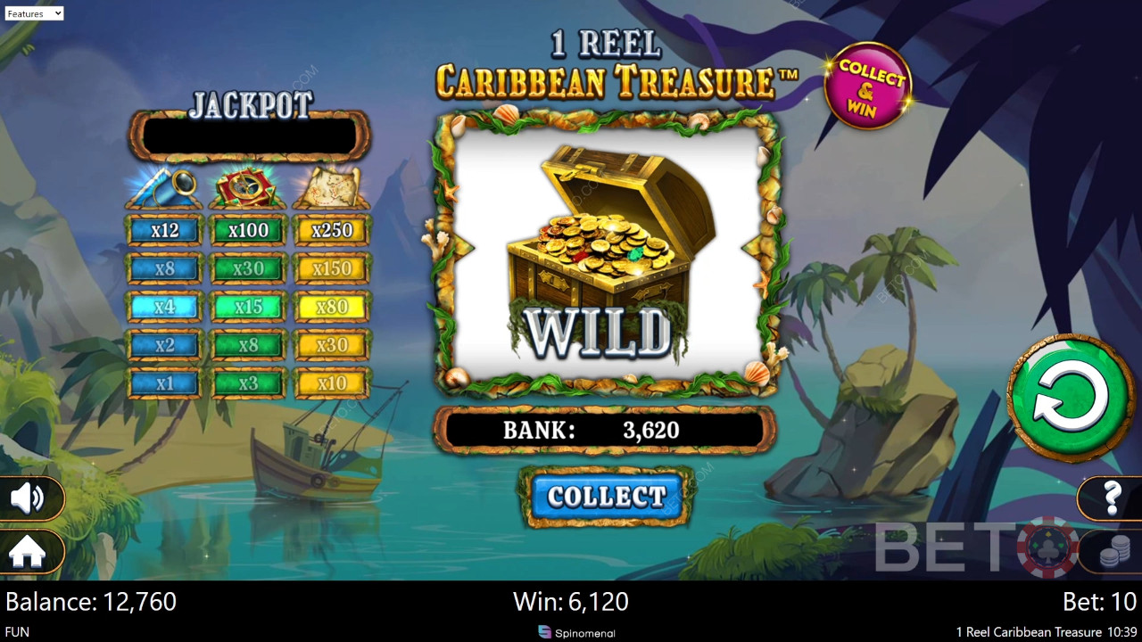 1 tárcsa Caribbean Treasure felülvizsgálata BETO Slots által