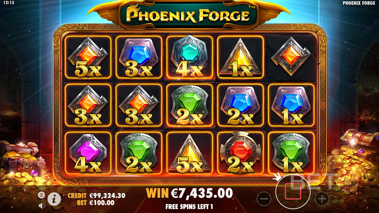 Bónusz funkciók magyarázata a Phoenix Forge-ban a következő által Pragmatic Play