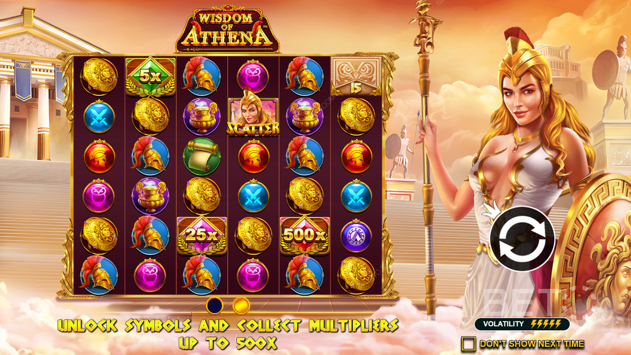 A Wisdom of Athena online nyerőgépen masszív szorzók találhatók.