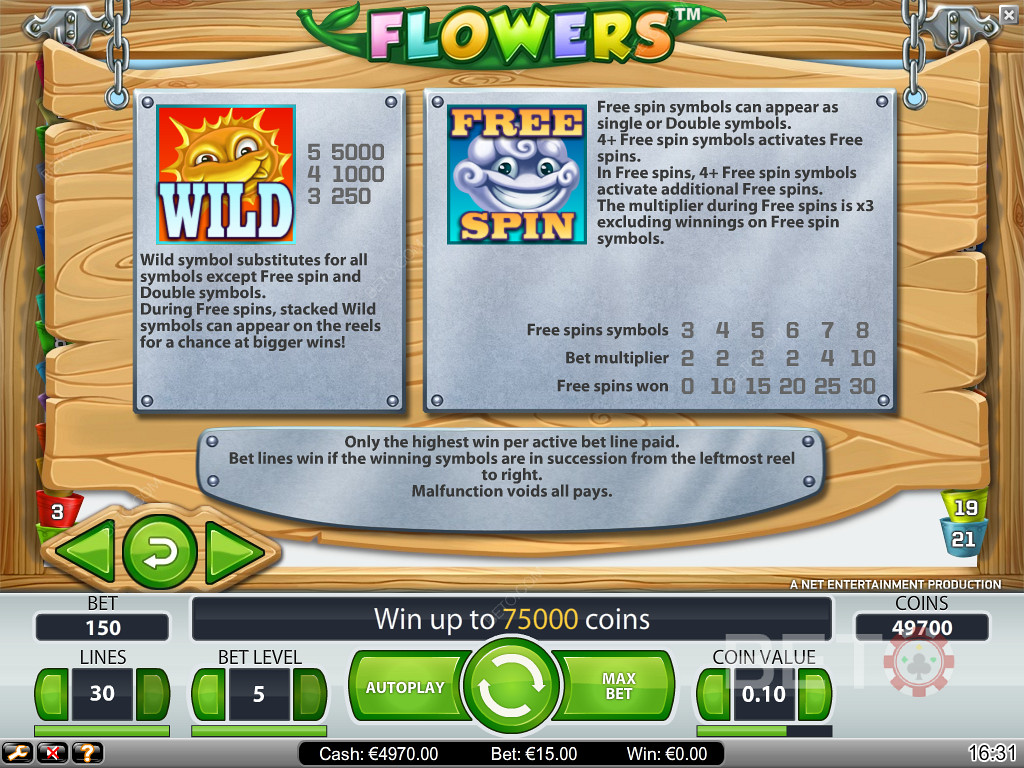 Ingyenes pörgetések és vadak információk a Flowers játékban