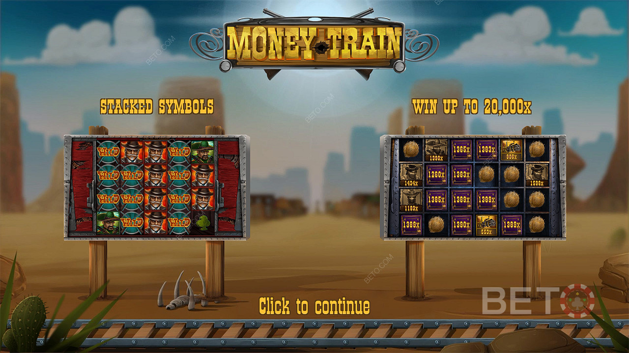 Jó szórakozást a téted 20,000-szeresének maximális nyereménye után a Money Train online nyerőgépen!