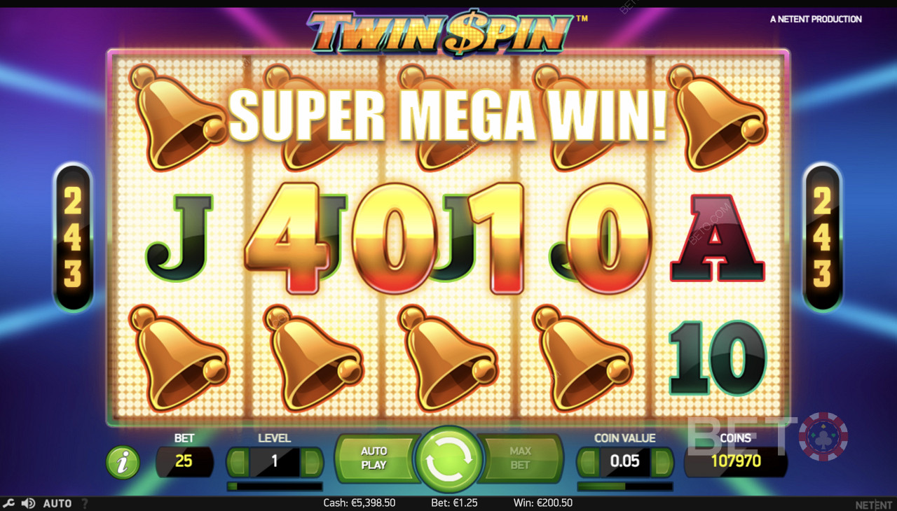 A Super Mega Win megnyerése a Twin Spin