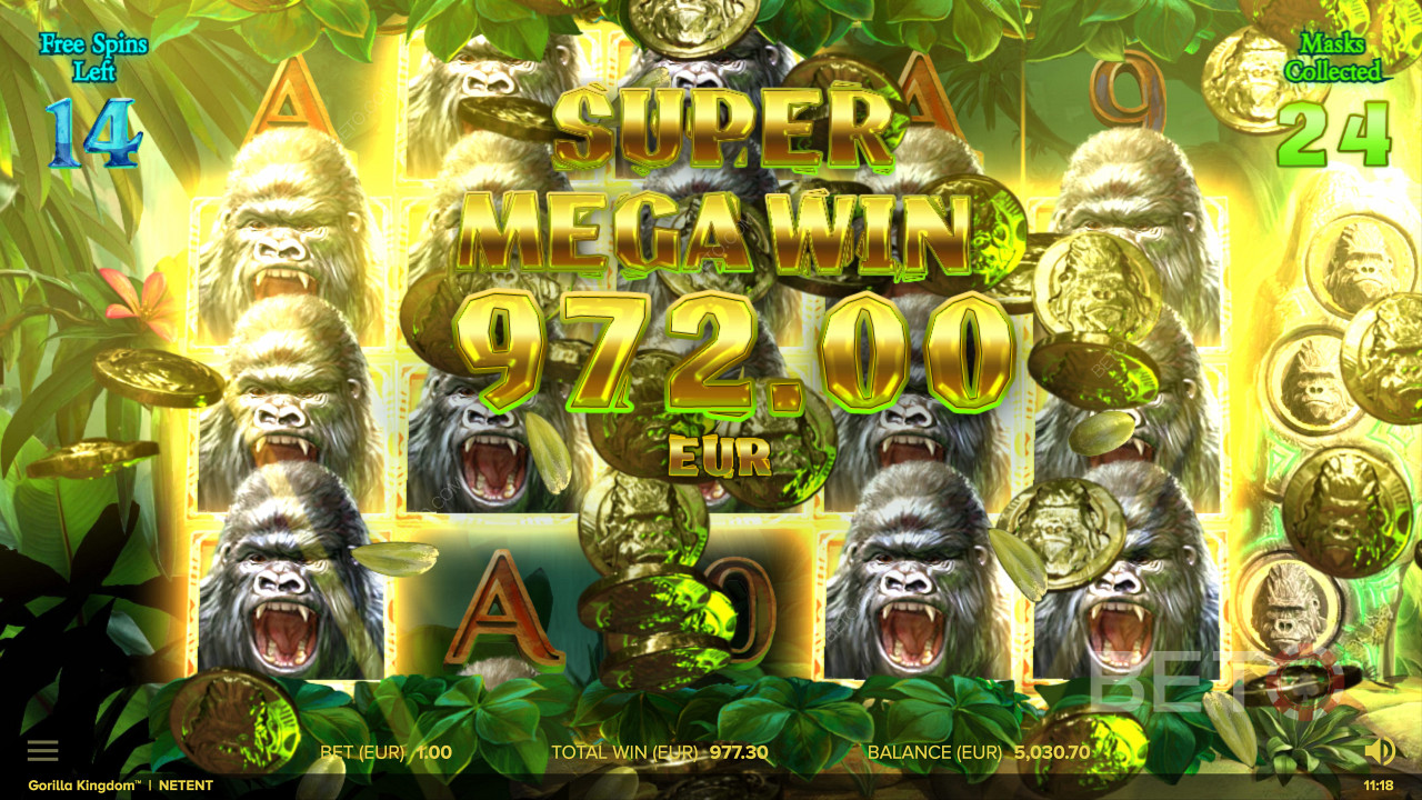 Szuper Mega nyeremény a Gorilla Kingdom online nyerőgépen