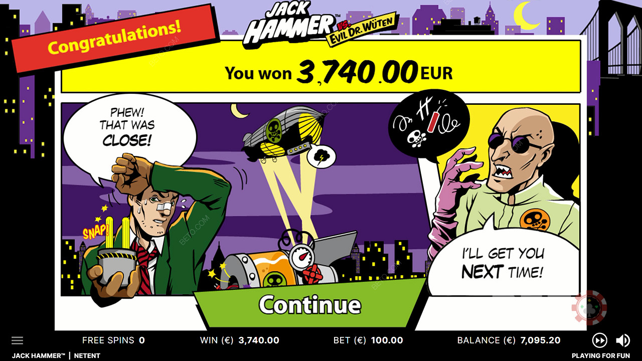 Élvezd a hatalmas nyereményeket és a nagyszerű történetet a Jack Hammer online nyerőgépen!