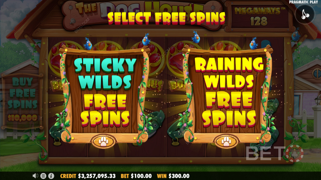 Két ingyenes pörgetési mód áll rendelkezésre - Sticky Wilds Free Spins vagy Raining Wilds Free Spins funkció.
