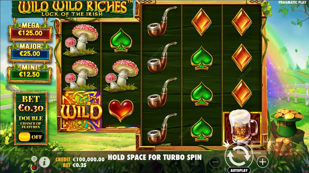 Az ante tét funkció megduplázza a nyerési esélyeket a következő játékokban Wild Wild Riches
