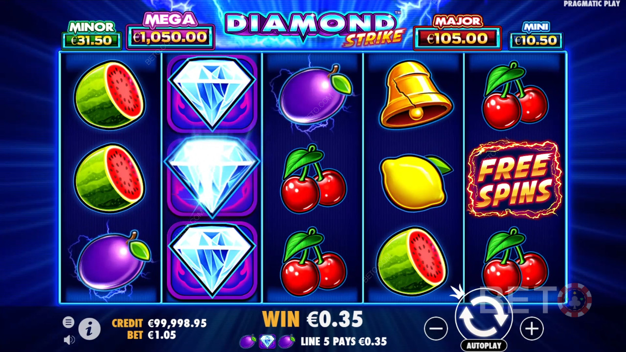Bónusz funkciók magyarázata a Diamond Strike által Pragmatic Play