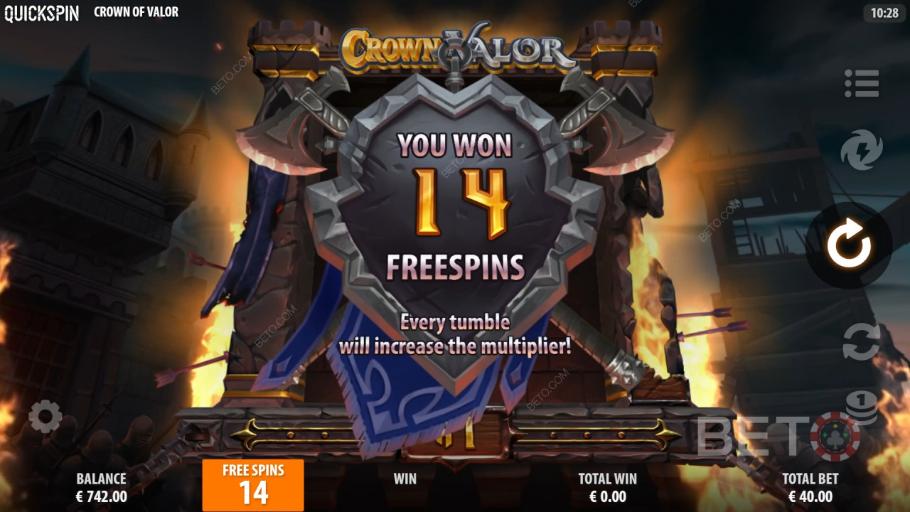 Nyerjen 15,619-szeres tétet a Crown of Valor videó nyerőgépen!