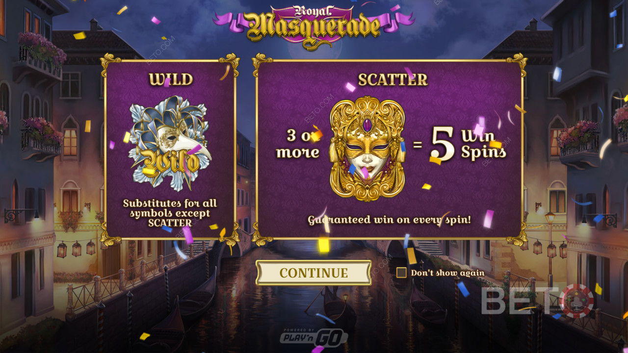 A Royal Masquerade bónuszfunkcióinak ismertetése Play