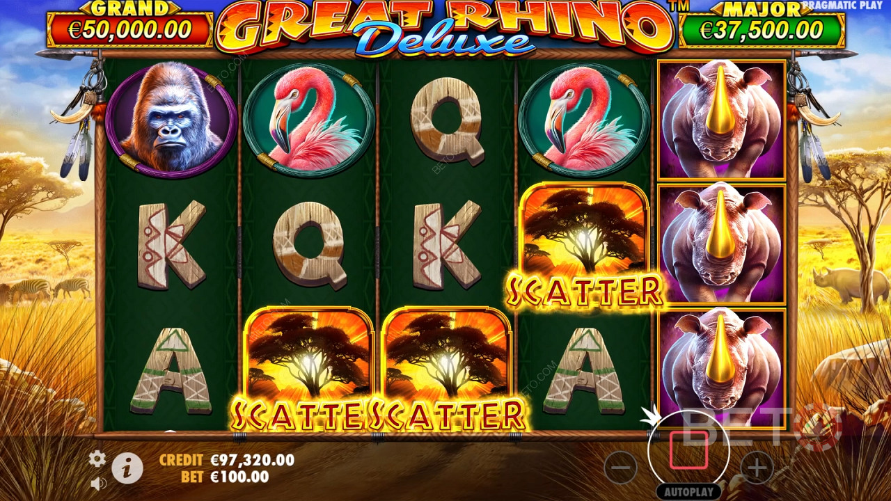 Nagy Rhino Deluxe felülvizsgálata a BETO Slots által
