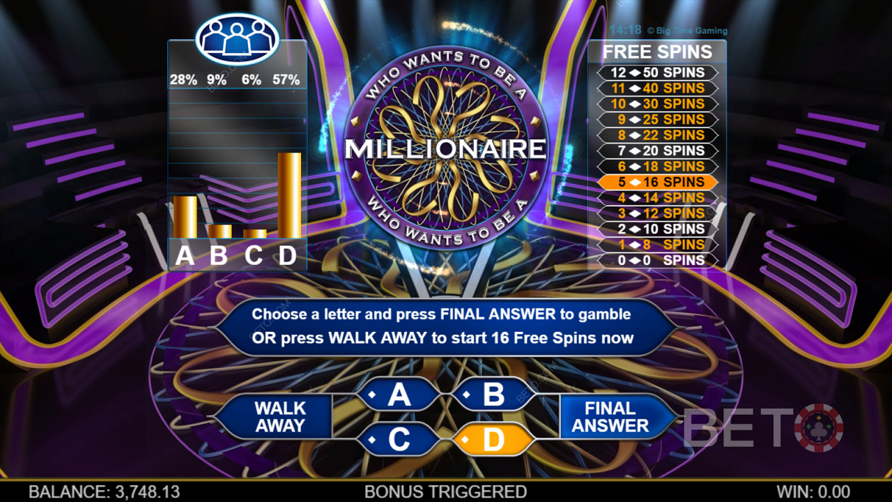Who Wants To Be A Millionaire Megaways - Az idő ketyeg, kérdezd meg a közönséget vagy hívd fel egy barátodat, ha te akarsz lenni a következő milliomos!