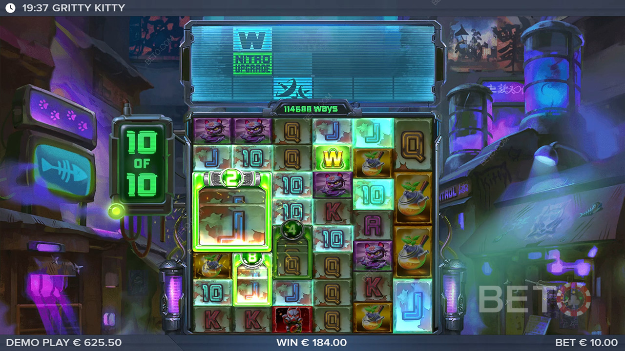 Nyerd meg téted 25,000-szeresét a Gritty Kitty of Nitropolis nyerőgépen!