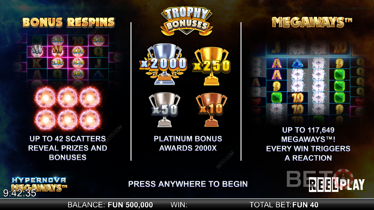Cél a Platinum Jackpot, amellyel a kezdeti téted 2000-szeresét nyerheted meg.