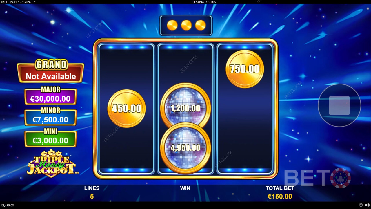 Bónusz funkciók magyarázata a Triple Money Jackpotban a következő által Playtech