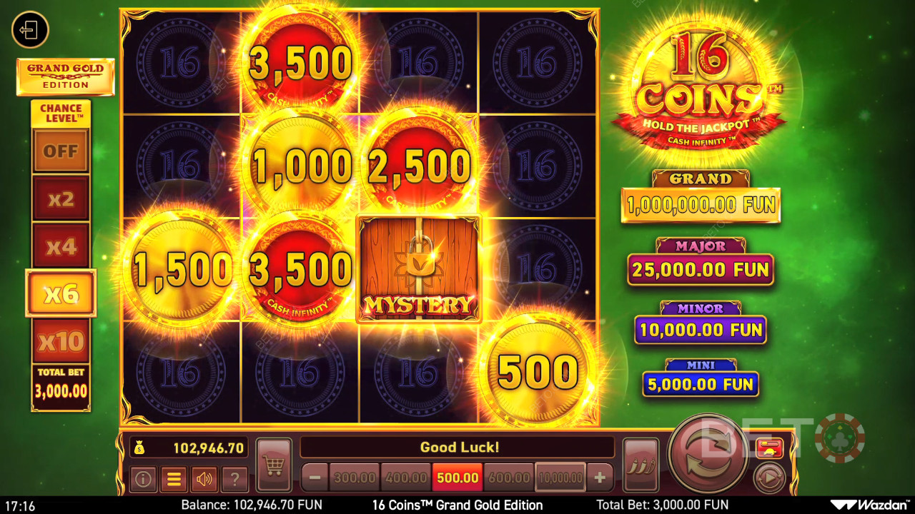 16 érmék Grand Gold Edition felülvizsgálata BETO Slots által