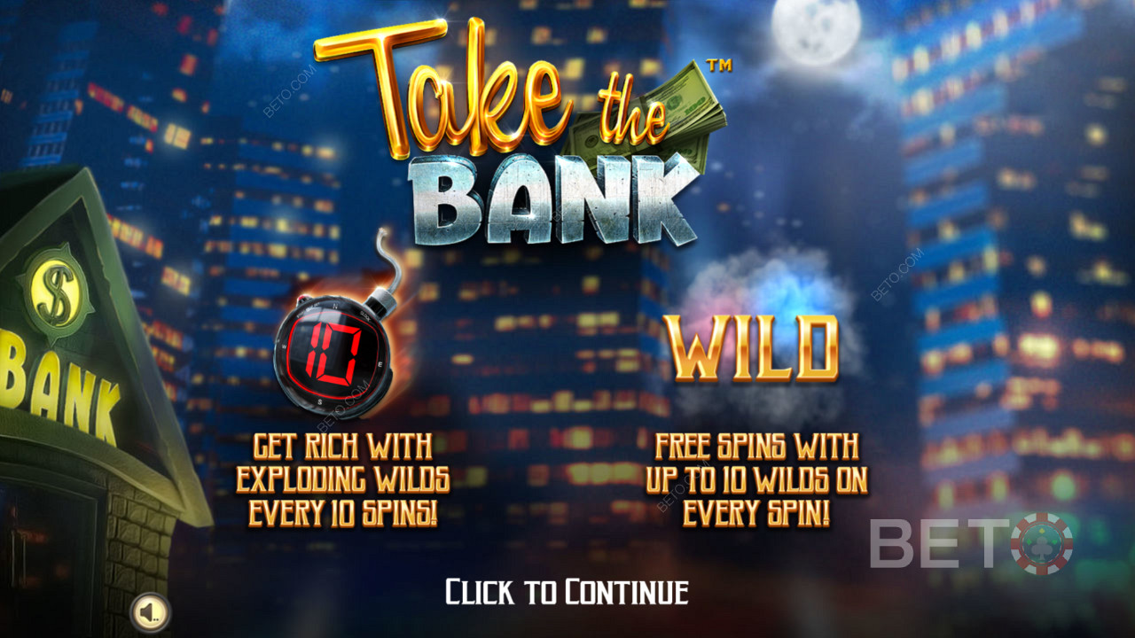 A Take The Bank - Gazdagodj meg robbanó vadakkal intro képernyője