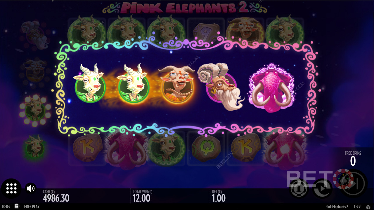 Király szimbólumok frissítő bónusz a Pink Elephants 2