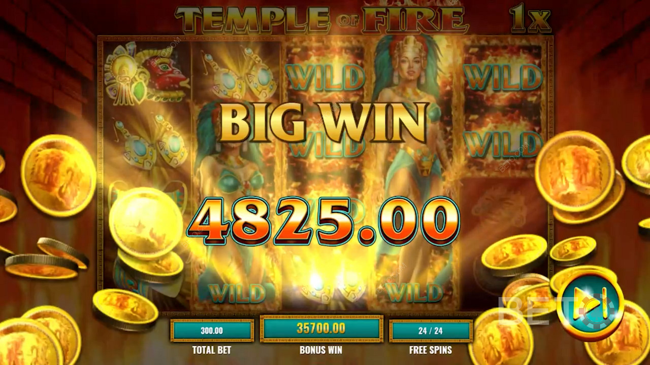 Nagy nyeremény a Temple of Fire online nyerőgépen