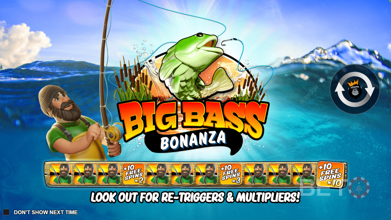 A menő intro képernyő a Big Bass Bonanza
