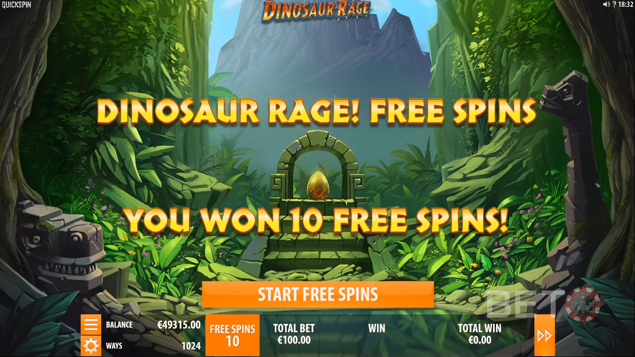 Nyerő ingyenes pörgetések Dinosaur Rage