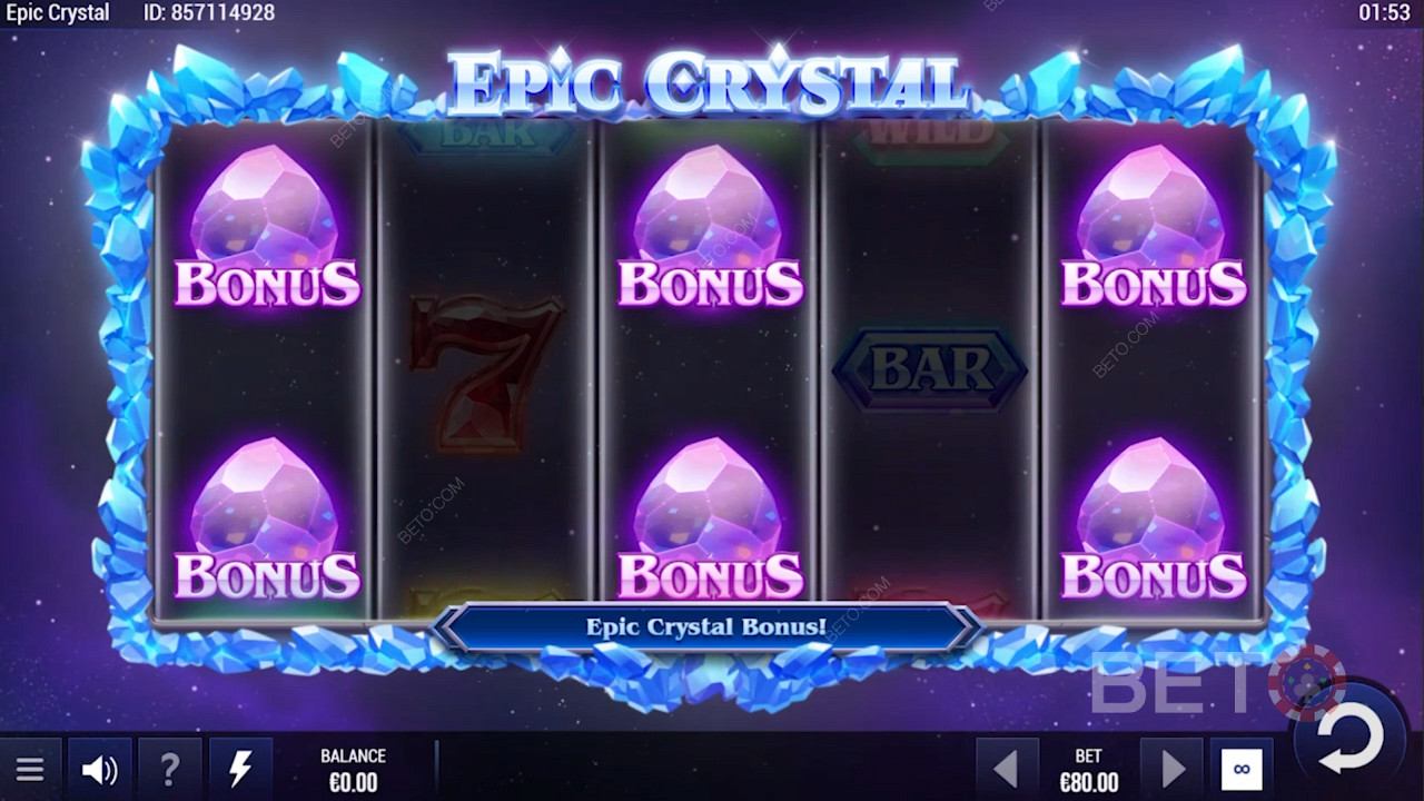 A bónusz forduló elindítása Epic Crystal