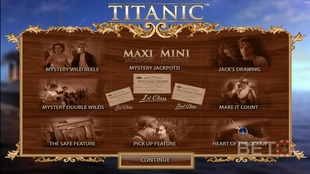 Élvezze a Titanic videó nyerőgép számos funkcióját