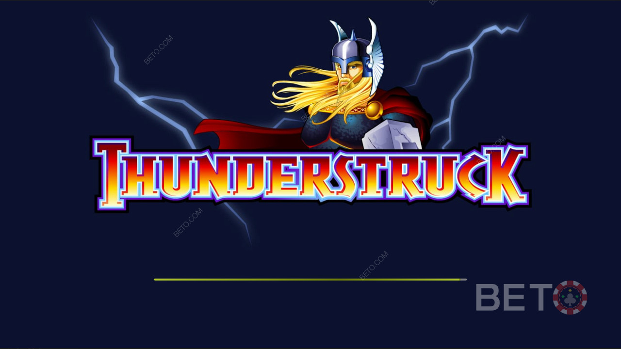 Sötét témájú intro képernyő a Thunderstruck