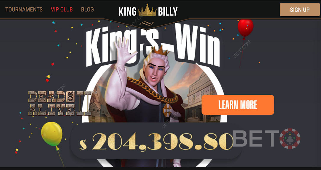 Hatalmas nyeremények a King Billy Casino népszerű nyerőgépek játékával