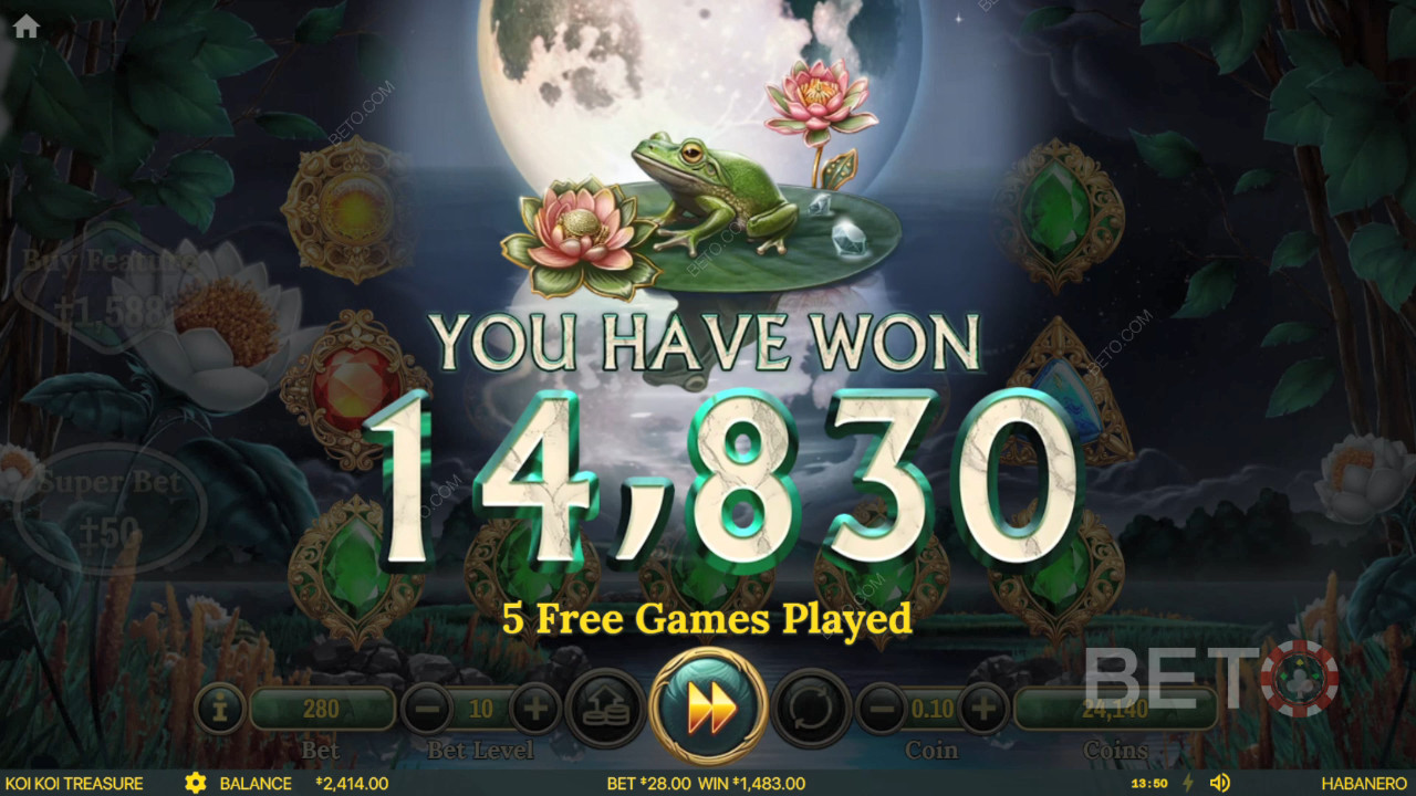 Nyerj 1,682x a tétedből a Koi Koi Treasure online nyerőgépen!