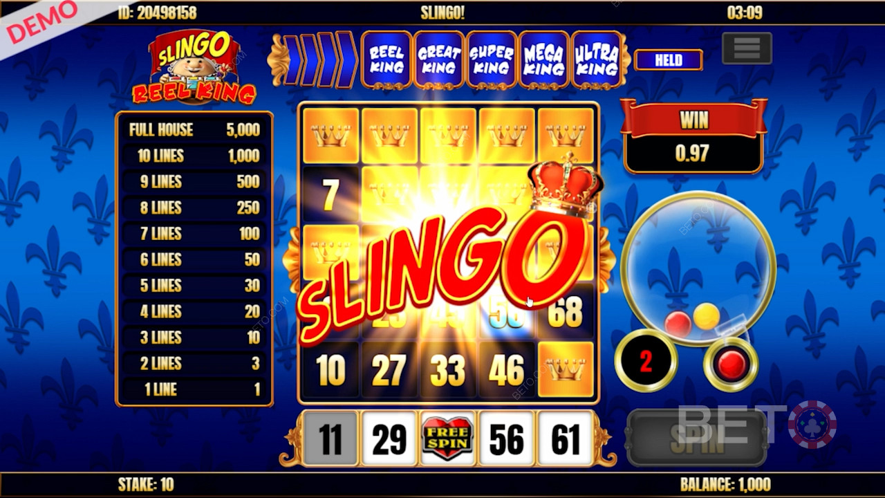 Slingo a Slingo Reel King oldalon