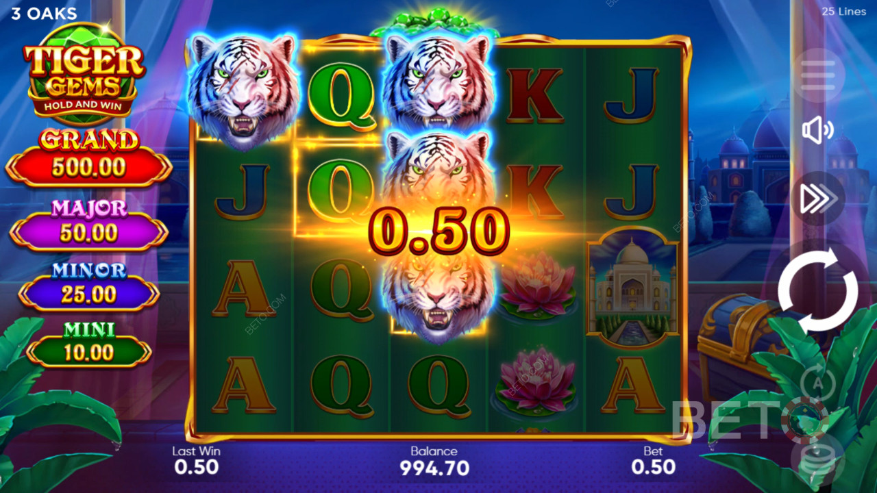 Nyerjen 1560-szoros tétet a Tiger Gems nyerőgépen!