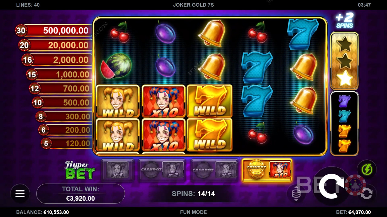 Nyerj 50,000x a tétedből a Joker Gold 7s nyerőgépen!