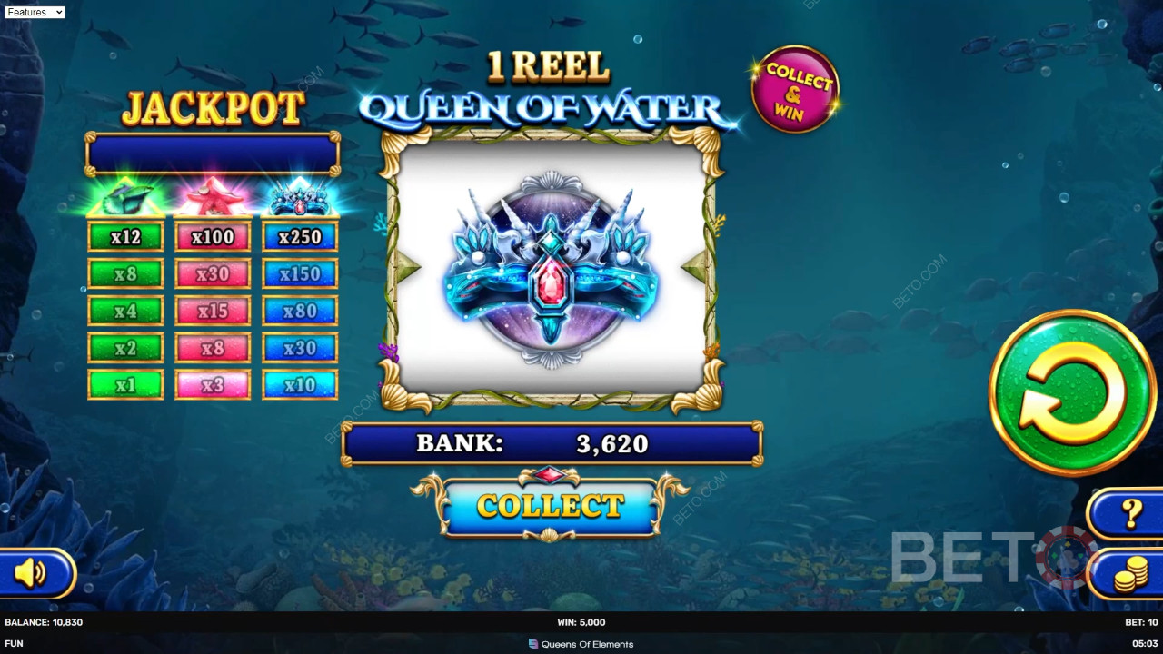 1 tárcsa Queen of Water felülvizsgálata BETO Slots által