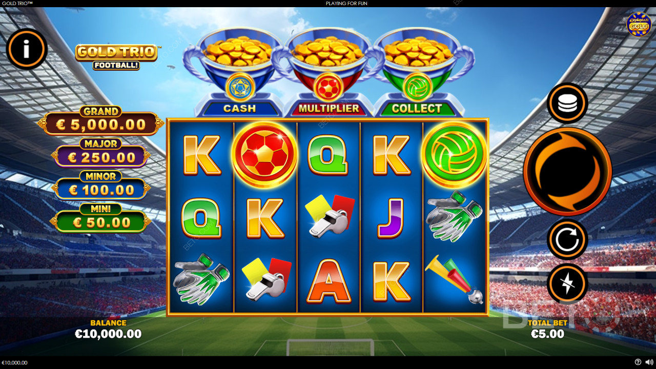 Nyerj a téted 1000-szeresét az Arany trióban: Futball! Video Slot!