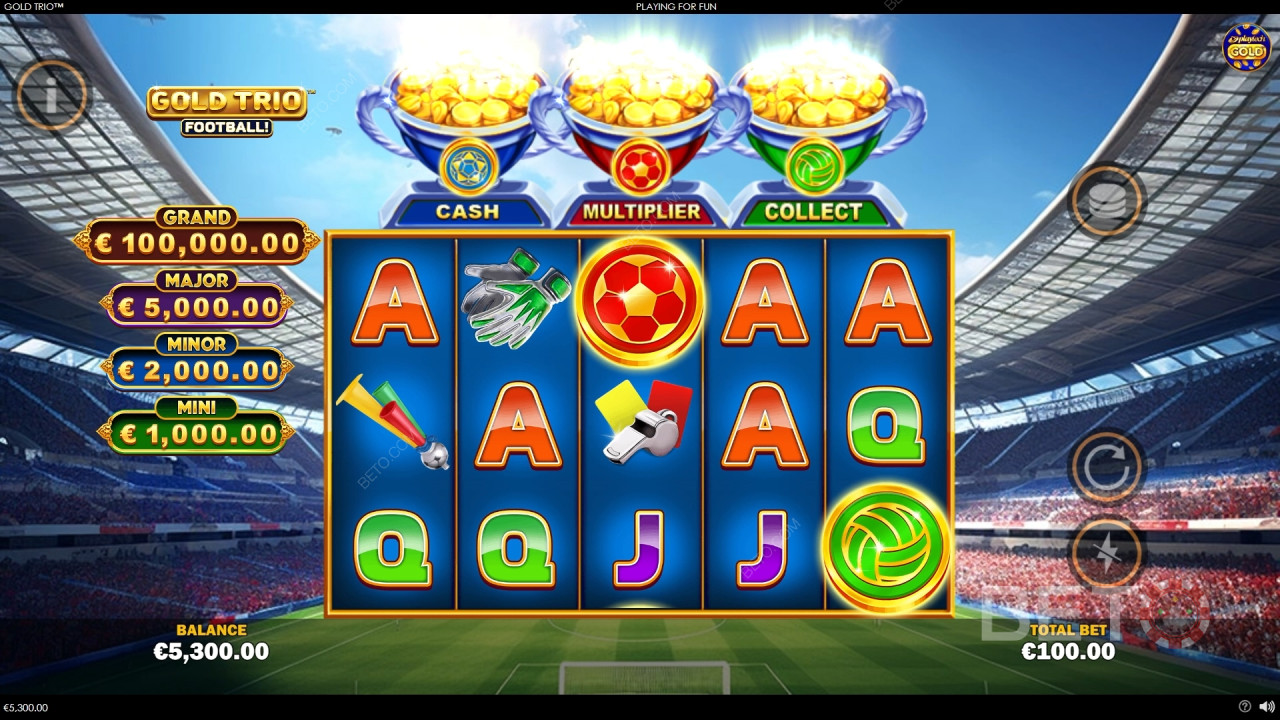 Arany trió: Foci! Felülvizsgálat a BETO Slots által