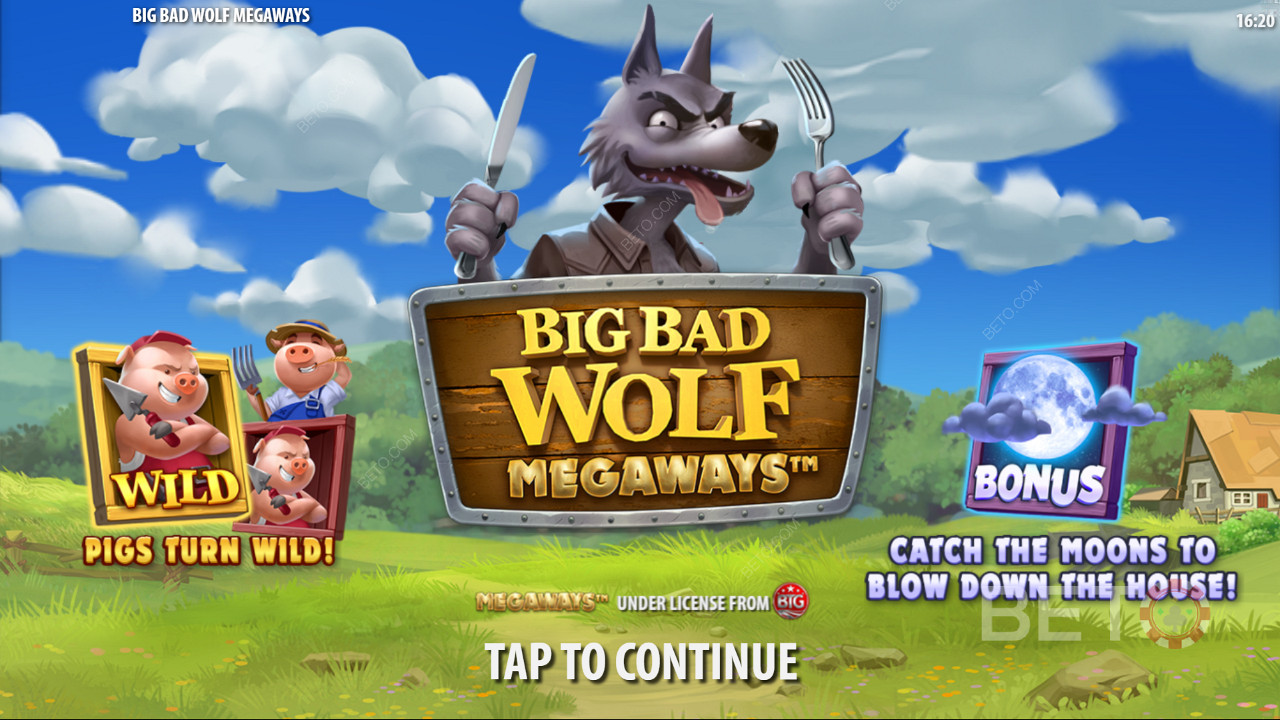 Élvezze a Piggy Wilds funkciót és az ingyenes pörgetéseket a Big Bad Wolf Megaways nyerőgépben.