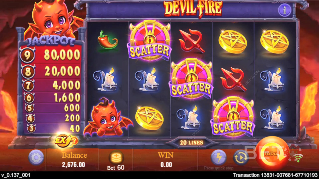 Bónusz funkciók magyarázata a Devil Fire by TaDa Gaming játékban