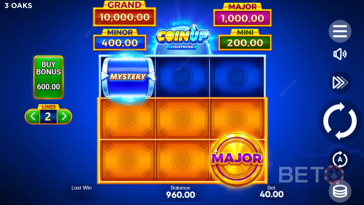 Bónusz funkciók magyarázata a Coin Up: Lightning által 3 Oaks Gaming