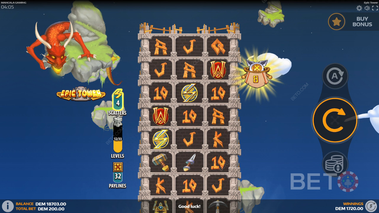 Epic Tower felülvizsgálata a BETO Slots által