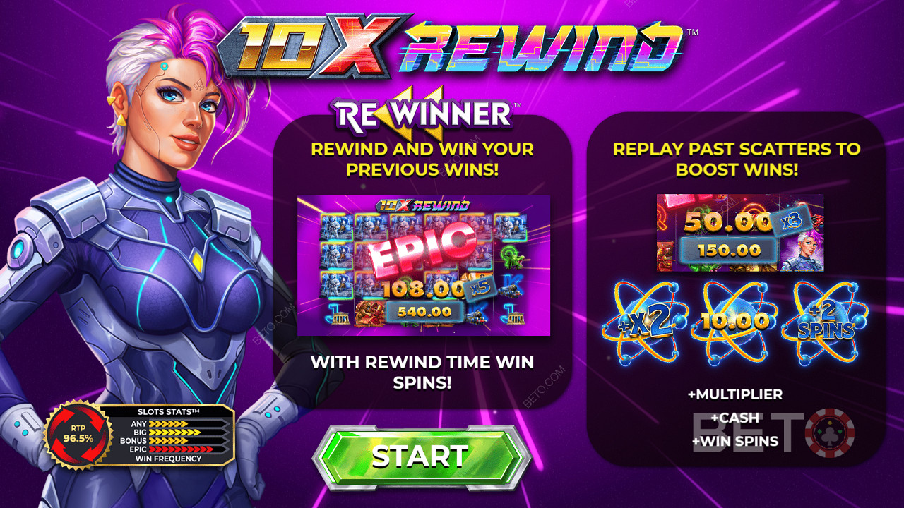 A szerencsejáték-kaland megkezdése a 10x Rewind