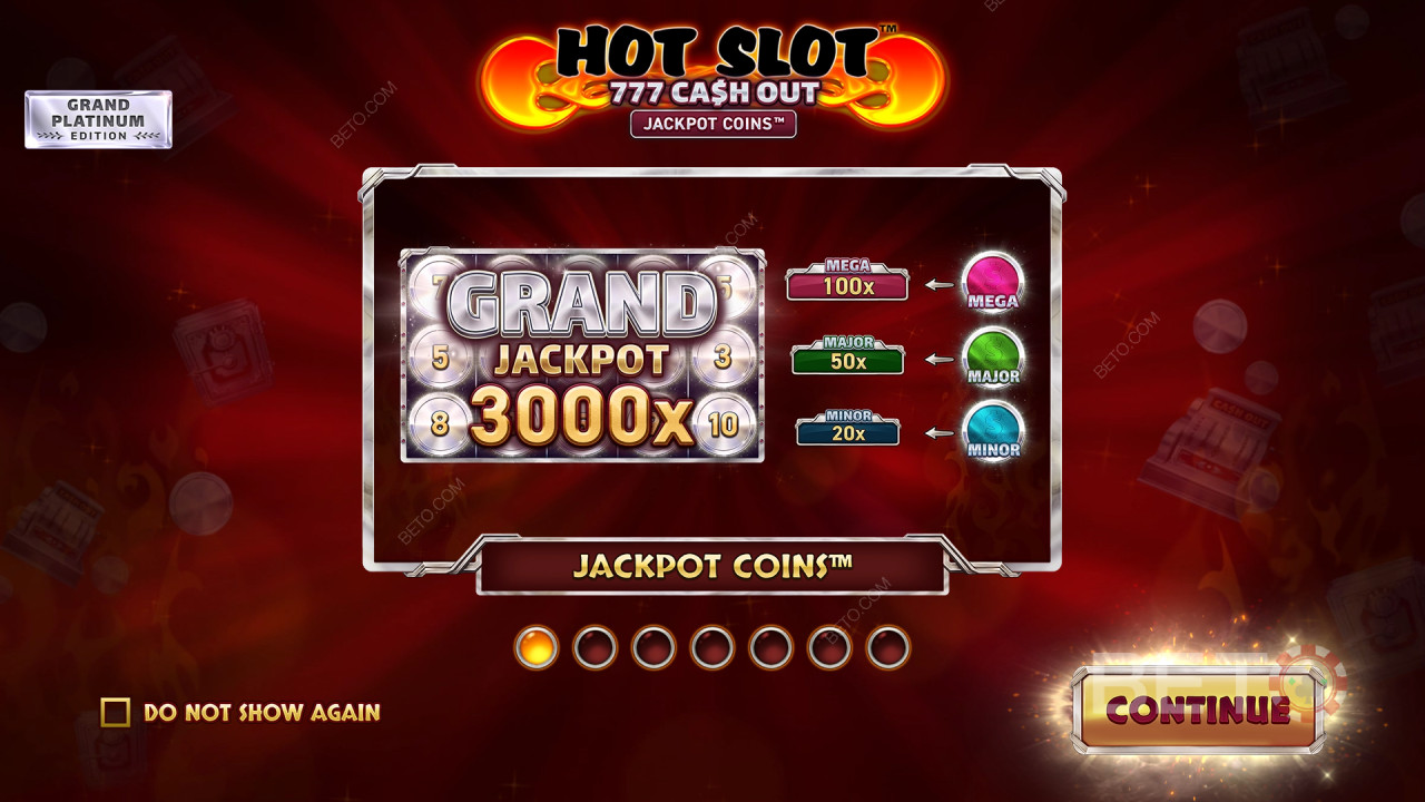 Bónusz funkciók magyarázata a Hot Slot: 777 Cash Out Grand Platinum Edition játékban. Wazdan