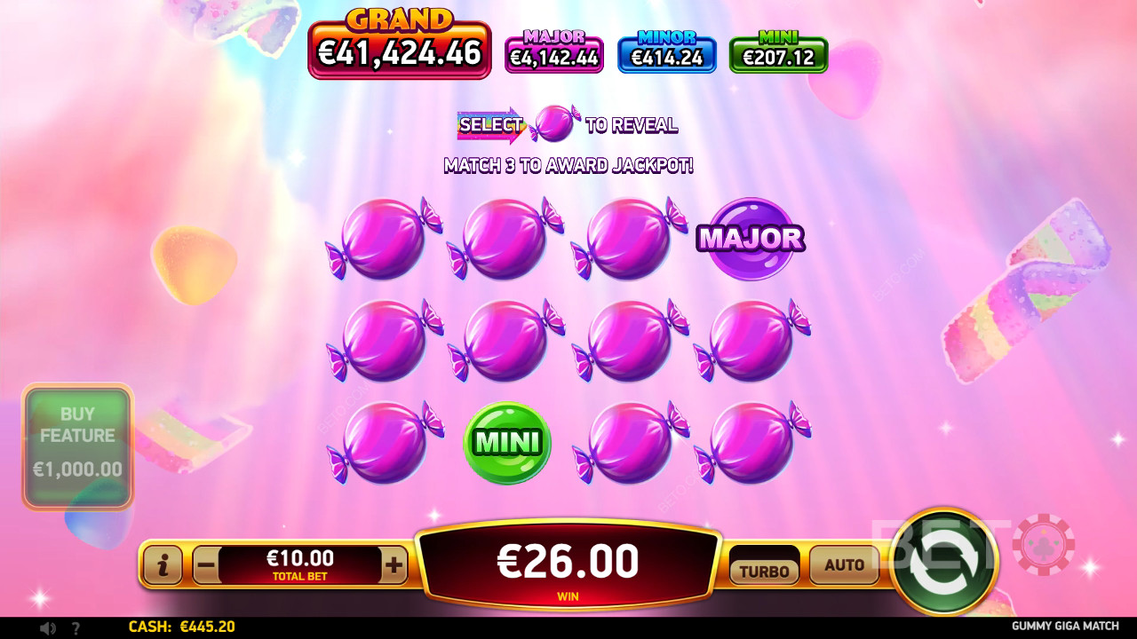 Nyerj 18,997x a tétedből a Gummy Giga Match online nyerőgépen!