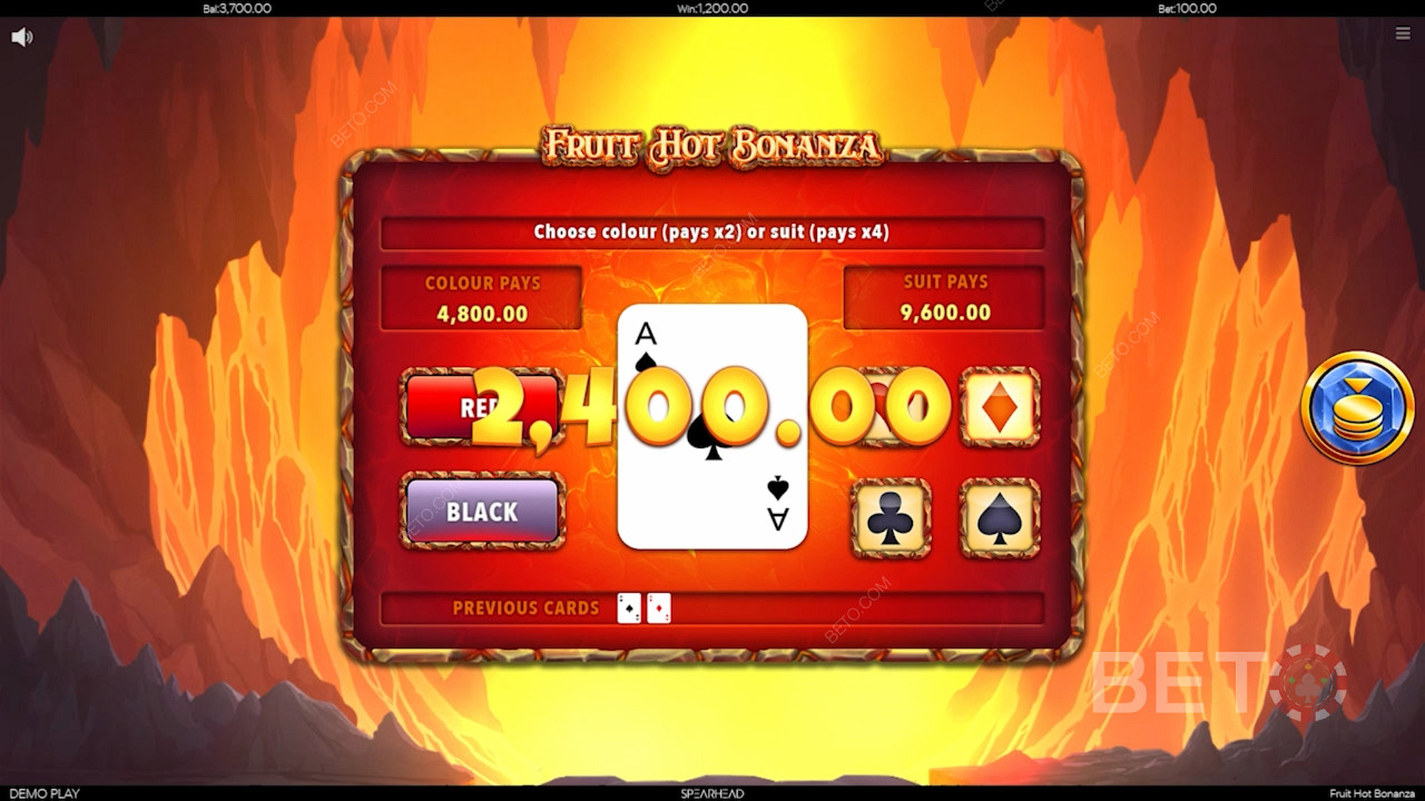 Játsszon a Fruit Hot Bonanza oldalon és próbálja ki a szerencsejáték funkciót