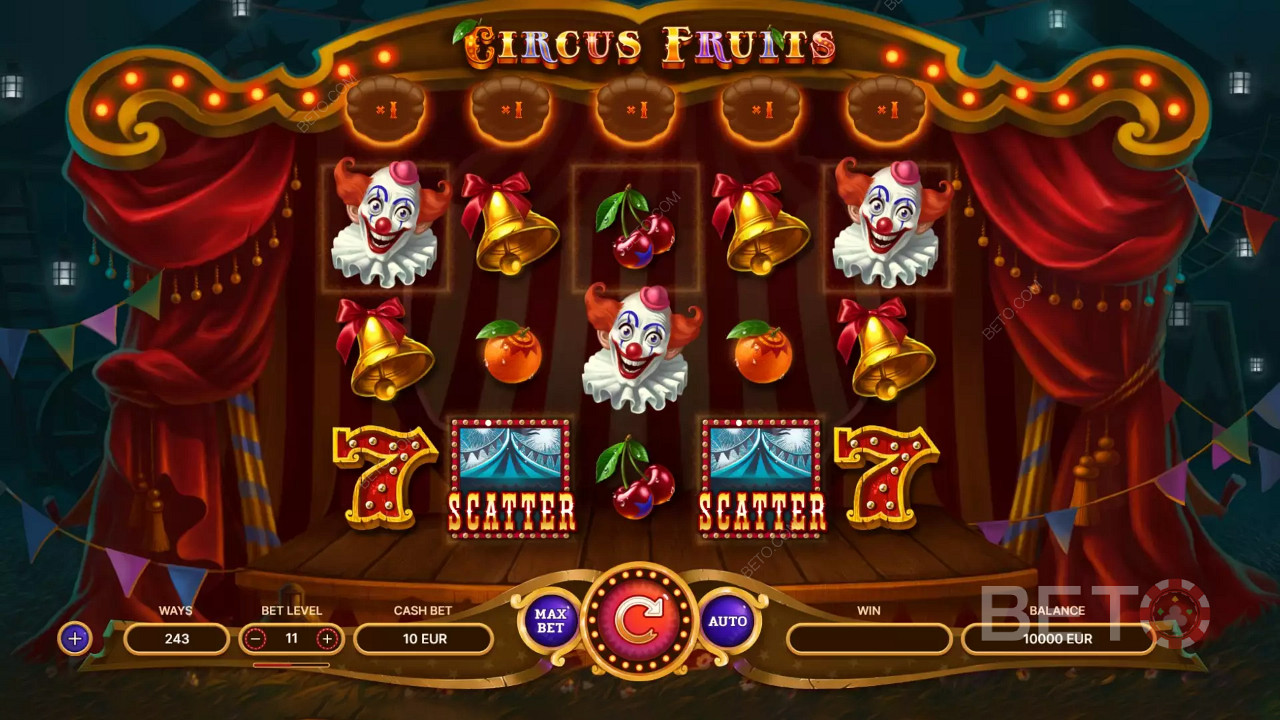 Innovatív Circus Fruits video nyerőgép a TrueLab-tól
