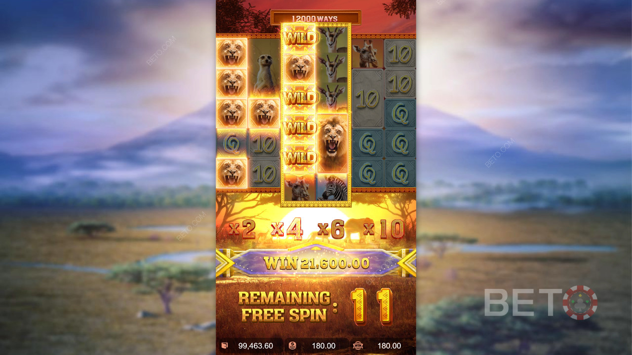Bónusz funkciók magyarázata a Safari Wilds játékban a Safari Wilds által PG Soft