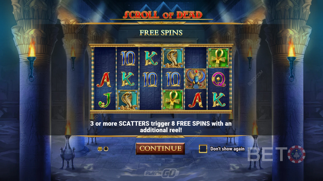 Az ingyenes pörgetések mód aktiválása 8 bónusz pörgetéssel is jutalmazza a játékosokat.