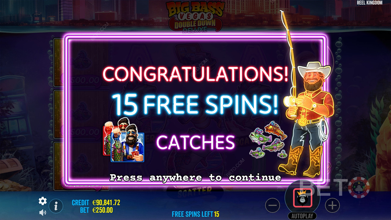 Bónusz funkciók magyarázata a Big Bass Vegas Double Down Deluxe-ban a következő által Reel Kingdom